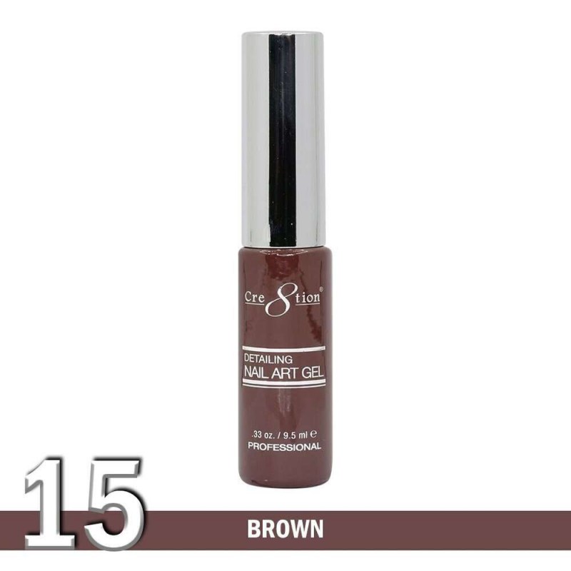 Cre8tion Detailing Nail Art Gel, 15, Brown, 0.33oz KK1025